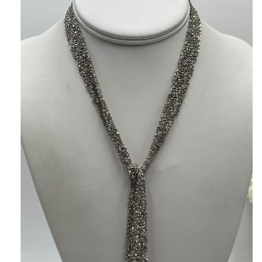 UnoAErre Italy Vintage Sterling Silver 925 Multi-Strand Mesh
Lariat Necklace 32"